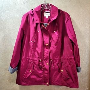 Women's Petite Raspberry Spring rain jacket